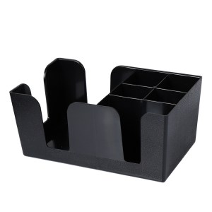 Black Plastic Bar Caddy Organizer - 9 3/8" x 5 5/8" x 4 3/16"