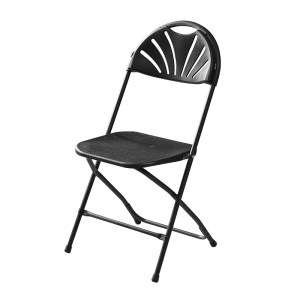 Heavy-Duty Plastic Folding Chair with Steel Frame – Black / White FCM1203