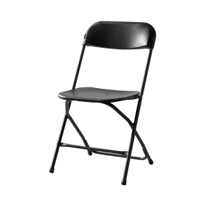 Heavy-Duty Plastic Folding Chair with Steel Frame – Black / White FCM1201