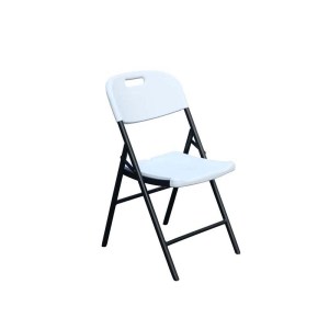 Heavy-Duty White Plastic Folding Chair with Steel Frame FCM110211