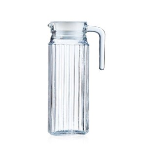 Ribbed Glass Pitcher with Handle | Classic Clear Glass Water Jug GPT2011