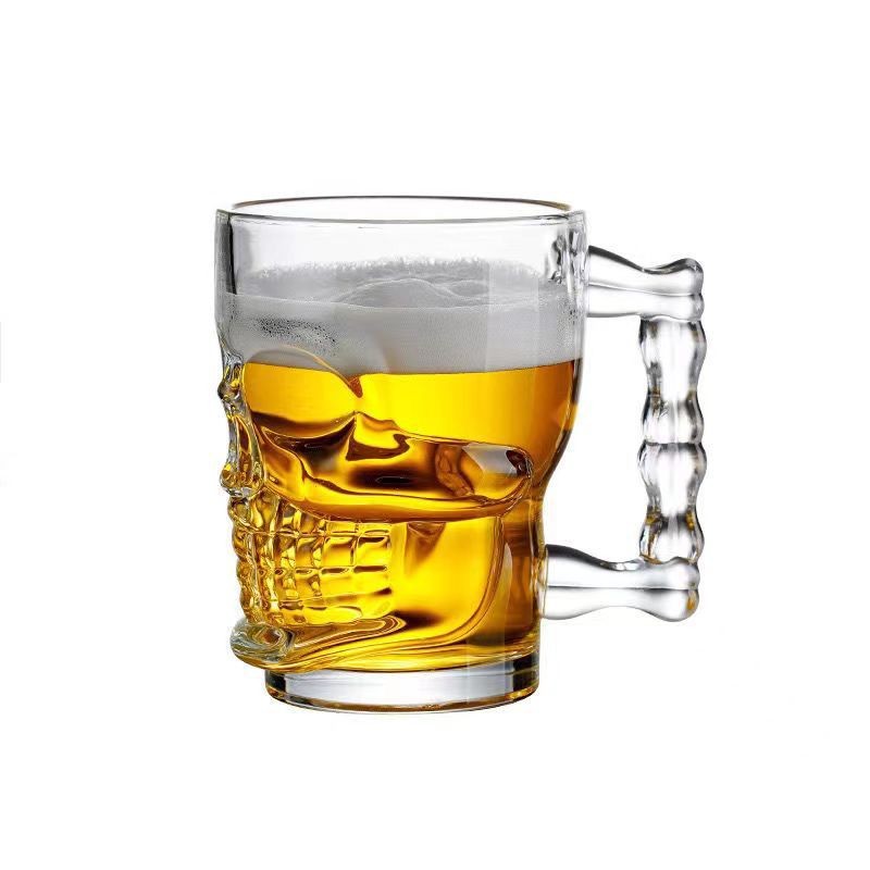 Skull Face Glass Beer Mug | Creative Beer Stein GBE4012