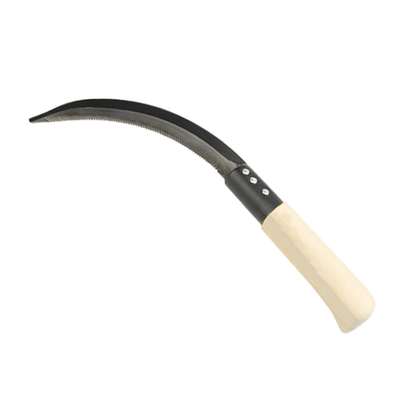 35cm Serrated Sickle Carbon Steel Curved Blade Wood Handle from RUITONGS