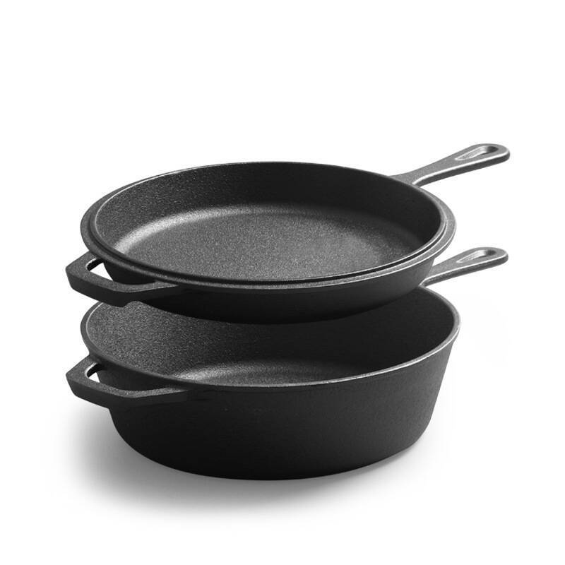 Cast Iron Combo Cooker – 2 in 1 Skillet and Deep Pan Set - Image 3