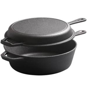 Cast Iron Combo Cooker – 2 in 1 Skillet and Deep Pan Set from RUITONGS