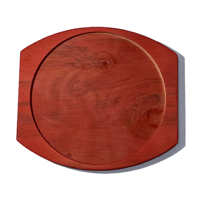 Round Cast Iron Sizzling Plate with Wooden Base - Image 4