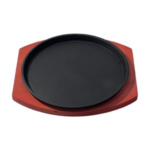 Cast Iron Serving Plate 20–30 cm with Wooden Base from RUITONGS