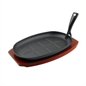 Cast Iron Sizzling Plate with Handle for Steak and Hot Dishes