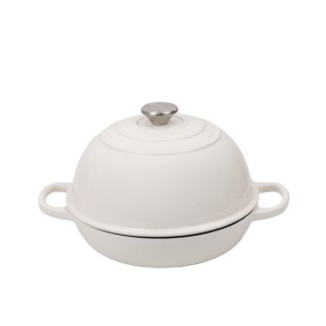 Enamel Cast Iron Double Dutch Oven with Skillet Lid from RUITONGS