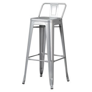 Industrial Metal Bar Stool with Backrest – Metal Seat