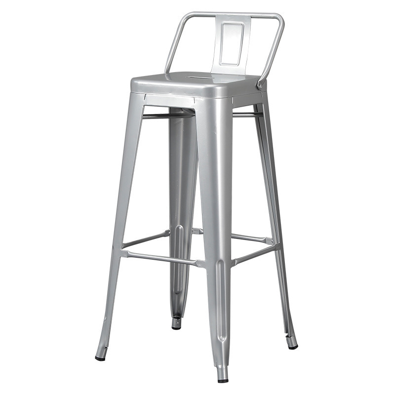 Industrial Metal Bar Stool with Backrest – Metal Seat