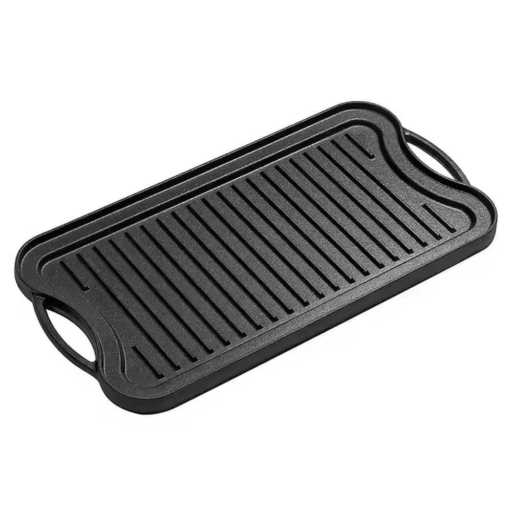 Reversible Cast Iron Griddle with Grill and Flat Cooking Surface