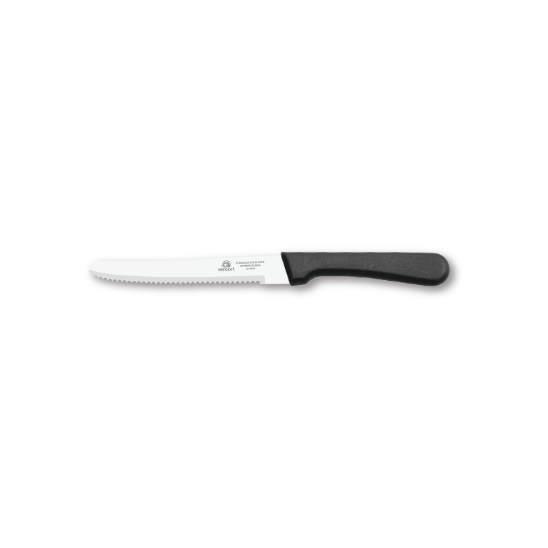 Serrated Steak Knife 4.5 Inch Black PP Handle Stainless Steel Kitchen Knife