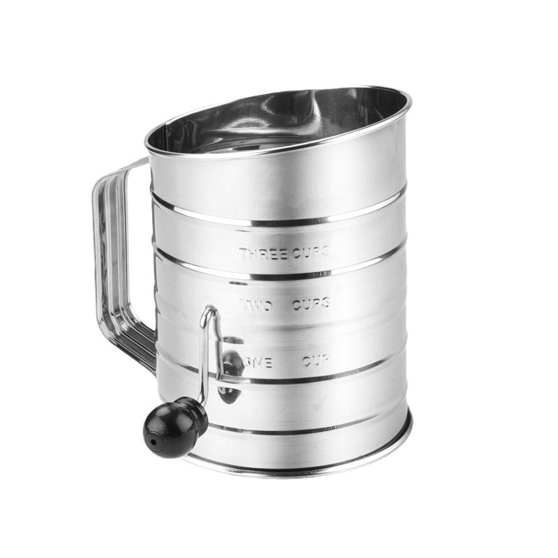 3 Cup Stainless Steel Hand Crank Flour Sifter