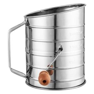 3 Cup Stainless Steel Flour Sifter with Wooden Crank
