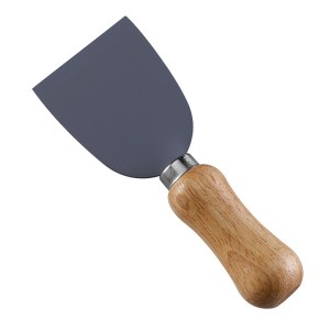 Wide Flat Cheese Knife with Wooden Handle Stainless Steel