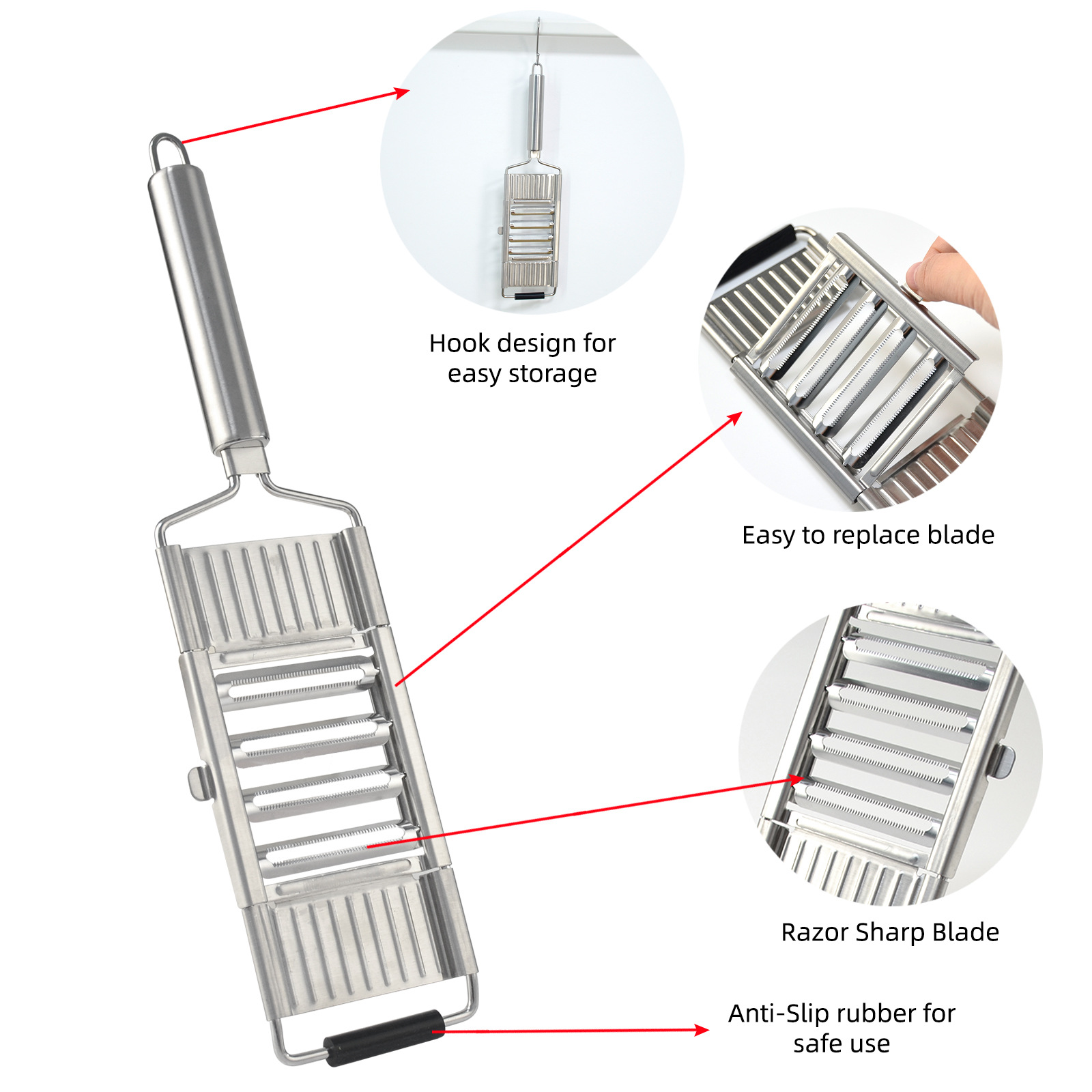 6-in-1 Stainless Steel Mandoline Slicer with Interchangeable Blades - Image 2