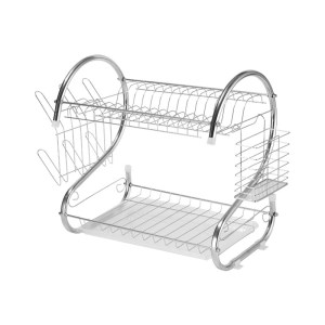 Chrome Plated Dish Drying Rack 2-Tier Iron Kitchen Organizer from RUITONGS
