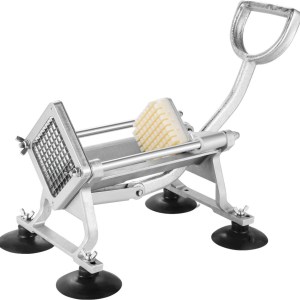 Potato cutter machine commercial with 7mm, 9mm and 14mm blades. Durable manual cutter for restaurants, catering and food processing use.